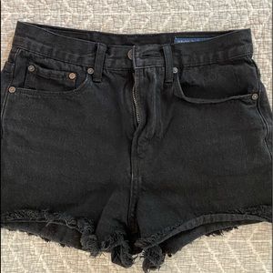 Denim colab high waisted black shorts